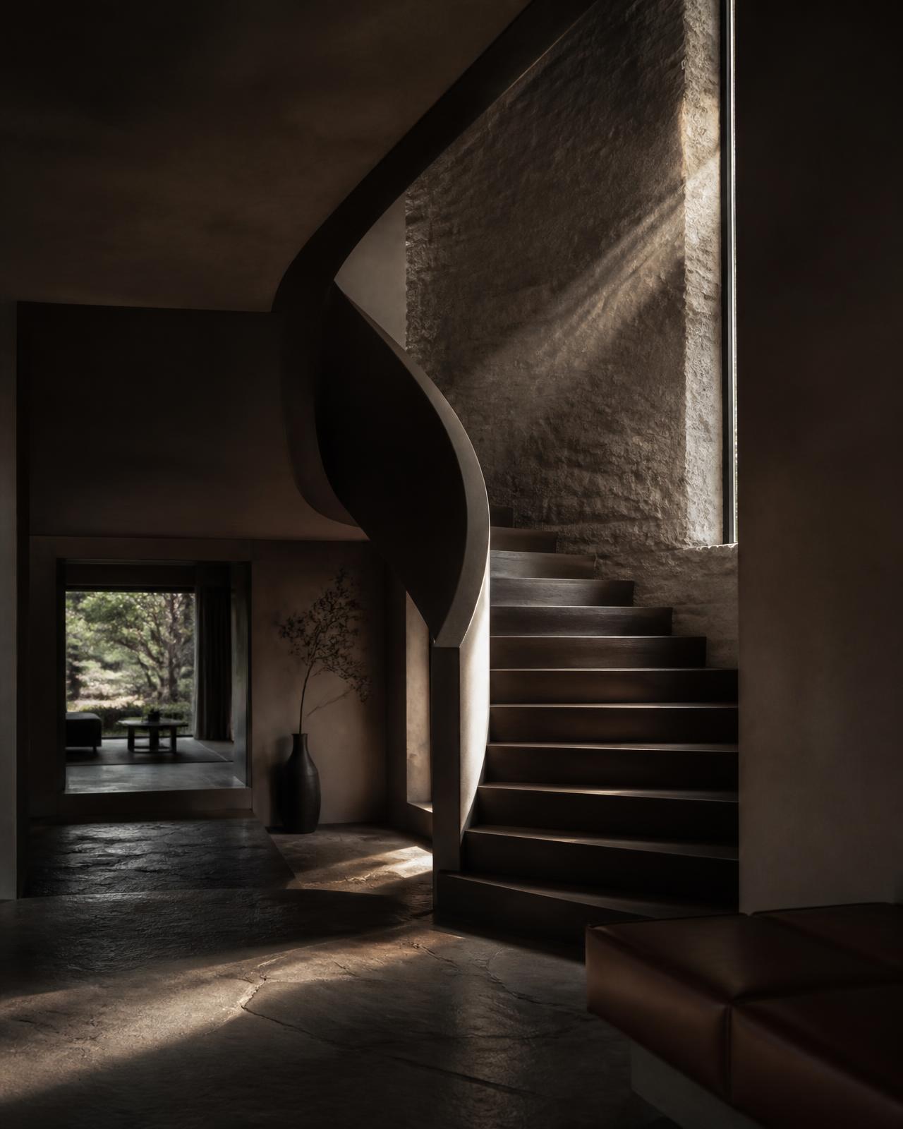 Sculptural staircase in a private residence